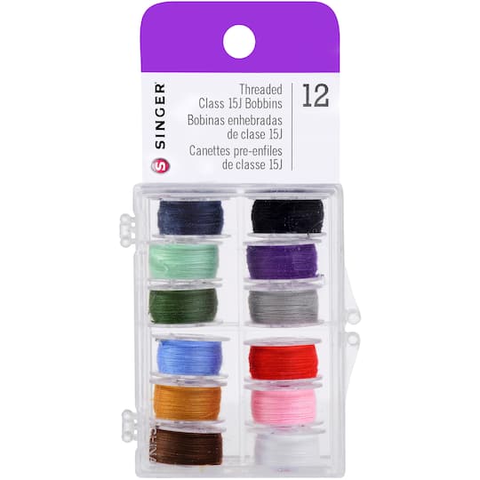 SINGER&#xAE; Assorted Colors Threaded Class 15J Bobbins In Case